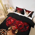 thumbnail image 3 of spefrowx Chic Red Peony Girl Twin Duvet Cover for Teens, Cheetah Animal Print Twin Bedding, Black Reversible, 2 Pieces, 1 Duvet Cover and 1 Pillowcase, 3 of 6