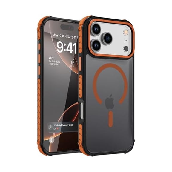 ZHU997 Strong Magnetic Case for iPhone 17 Pro Max 6.9-Inch,[Compatible with Magsafe] Translucent Matte Slim Shockproof Protective Phone Cover for Women Men-Forest Orange