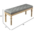 thumbnail image 2 of Roundhill Habit Solid Wood Button Tufted Dining Bench  Grey  Grey, 2 of 8