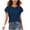 *Navy, variant on Women's Double Ruffle Flutter Sleeve Top , Ladies' Crew Neck Casual Tunic , Summer Short Sleeve Shirts For Women,Dark Gray,S-2XL