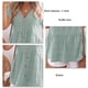 thumbnail image 4 of Blusa de manga corta con cuello en V para mujer, blusa holgada de color puro con botones y dobladillo con volantes, Tops para fiesta, verde, XXL, 4 of 5