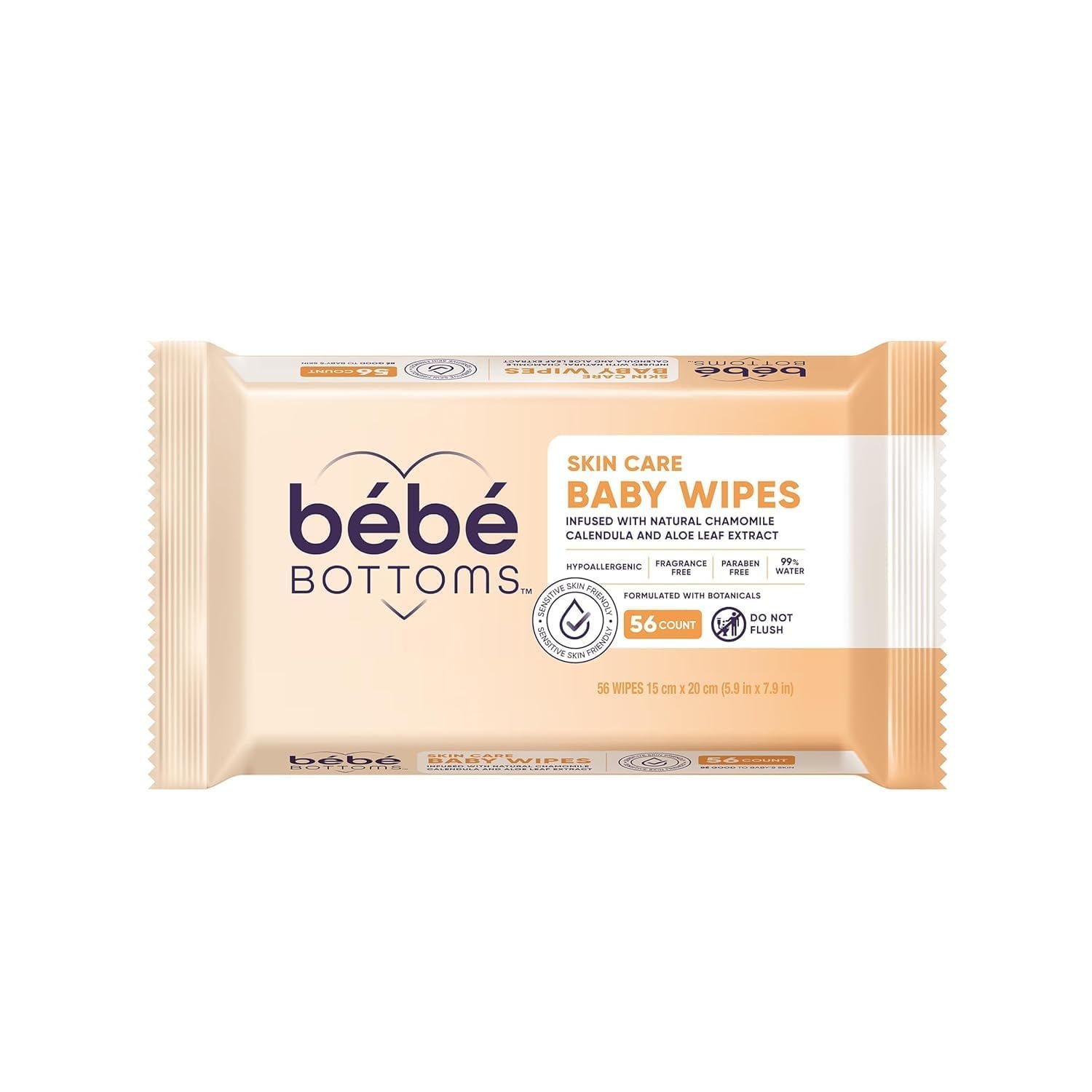 Bébé Bottoms Facial Cloth and Baby Wipe | Hypoallergenic, Fragrance & Paraben Free | Sensitive Skin Friendly | Infused with Natural Chamomile Calendula and Aloe Leaf Extract | 672 Count