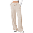 thumbnail image 2 of ManxiVoo Women's Autumn Winter Casual Pants with Side Pockets Comfort Stretch Trousers L Size Beige, 2 of 4