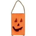 thumbnail image 2 of Northlight 8" Large Orange Wood Jack O Lantern Halloween Candle Lantern, 2 of 10