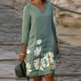 thumbnail image 2 of Femmes Demi-Manche V Cou Casual Chaud Vacances Imprimé Courte Mini Robe de Travail, 2 of 4