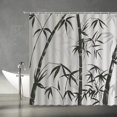 thumbnail image 3 of Bamboo Shower Curtain Asian style Chinese Ink Bamboo Leaves Relaxing Therapy Spring Summer Fabric Bathroom Decor Set Include Hooks,(72" WX72 H), 3 of 4