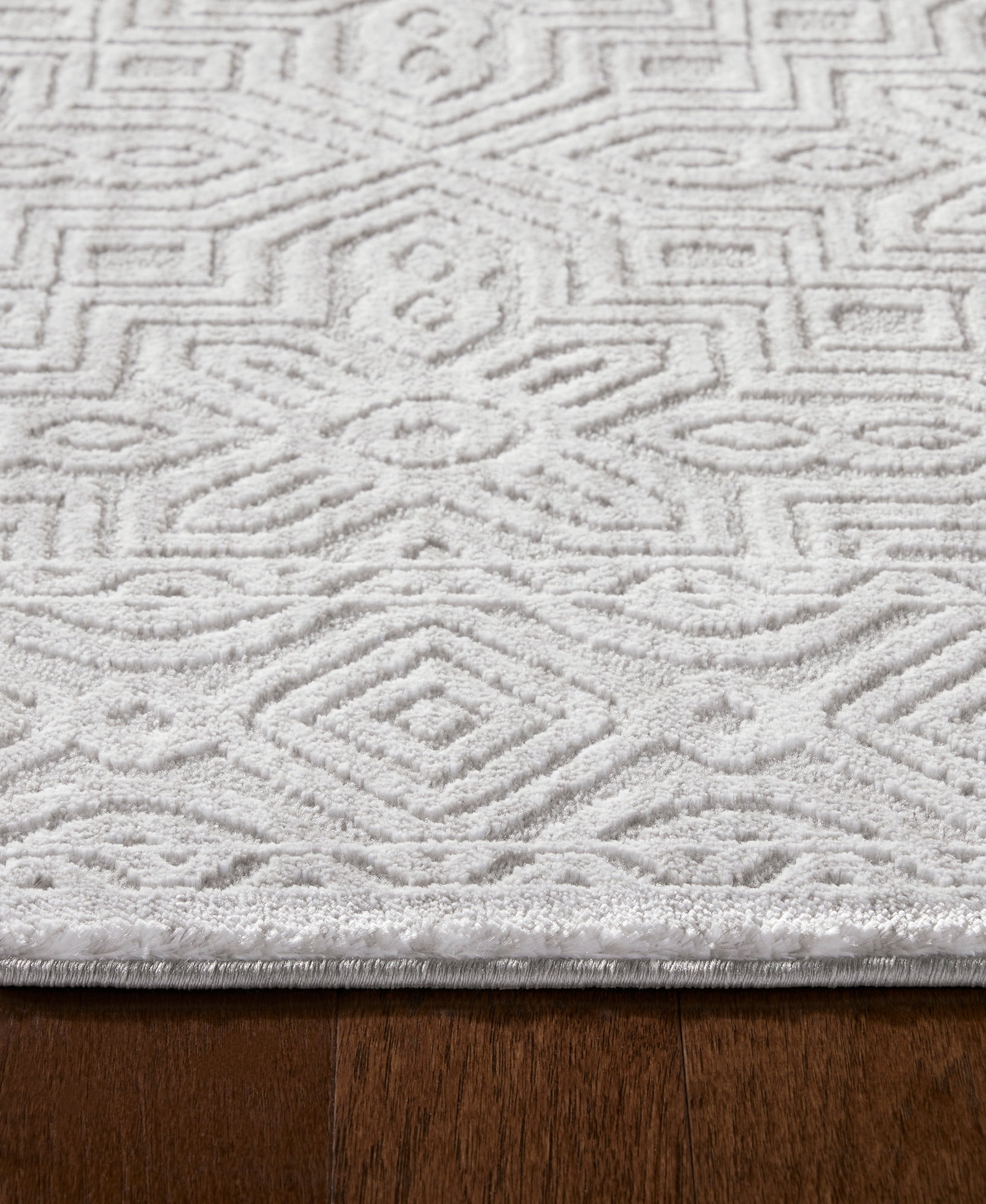 TOWN & COUNTRY LUXE Maya Medallion Tile Neutral Indoor Area Rug with High-Low Texture, Grey, 6'6"x9'6"