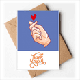 thumbnail image 1 of Finger Peach Heart Gesture Hand Sign Thank You Cards Envelopes Blank Note, 1 of 3
