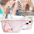 thumbnail image 5 of Slim Wallet Design for iPhone 15 Plus Case with Card Holder, Marble Pattern Back Flip Case PU Leather Kickstand Card Slots Magnetic Clasp Shockproof Anti-fall for iPhone 15 Plus, Marble #2, 5 of 5