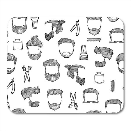 LADDKE Face Black Comb Man Hairstyle of Hand Drawn Sketches Barbershop Drawing Beard Mousepad Mouse Pad Mouse Mat 9x10 (Best Hairstyles For Widows Peak Male)