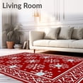 thumbnail image 2 of ODIKA 5'x7' Machine Washable Non-Slip Area Rug, Snowflake Medallion Holiday with Twinkling Accents High Traffic Rug, Red, 732525, 2 of 7