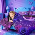 thumbnail image 3 of meiyoeat Colorful Neon Monogram D Full Size Comforter Sets,Purple Flower Initial Print Bedding Comforter Set For Girl,Black Reversible,3 Pieces,1 Comforter and 2 Pillowcases, 3 of 7