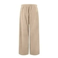 thumbnail image 4 of Women's Fuzzy Lounge Pants Comfy Warm Fleece Pajama Long Pants Drawstring Elastic Waist Wide Leg Bottoms Beige L, 4 of 7