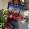 thumbnail image 2 of Women's Casual Fashion Round Neck Independence Day Print Long Sleeve Ribbed Top Wine S, 2 of 6