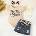 thumbnail image 2 of HCPDER Baby Girl Clothes Baby Girl Outfits 0-3 Months Baby Girl Clothes Romper Ruffle Sleeve Short Jeans Skirt With Headband Outfits Set, 2 of 7