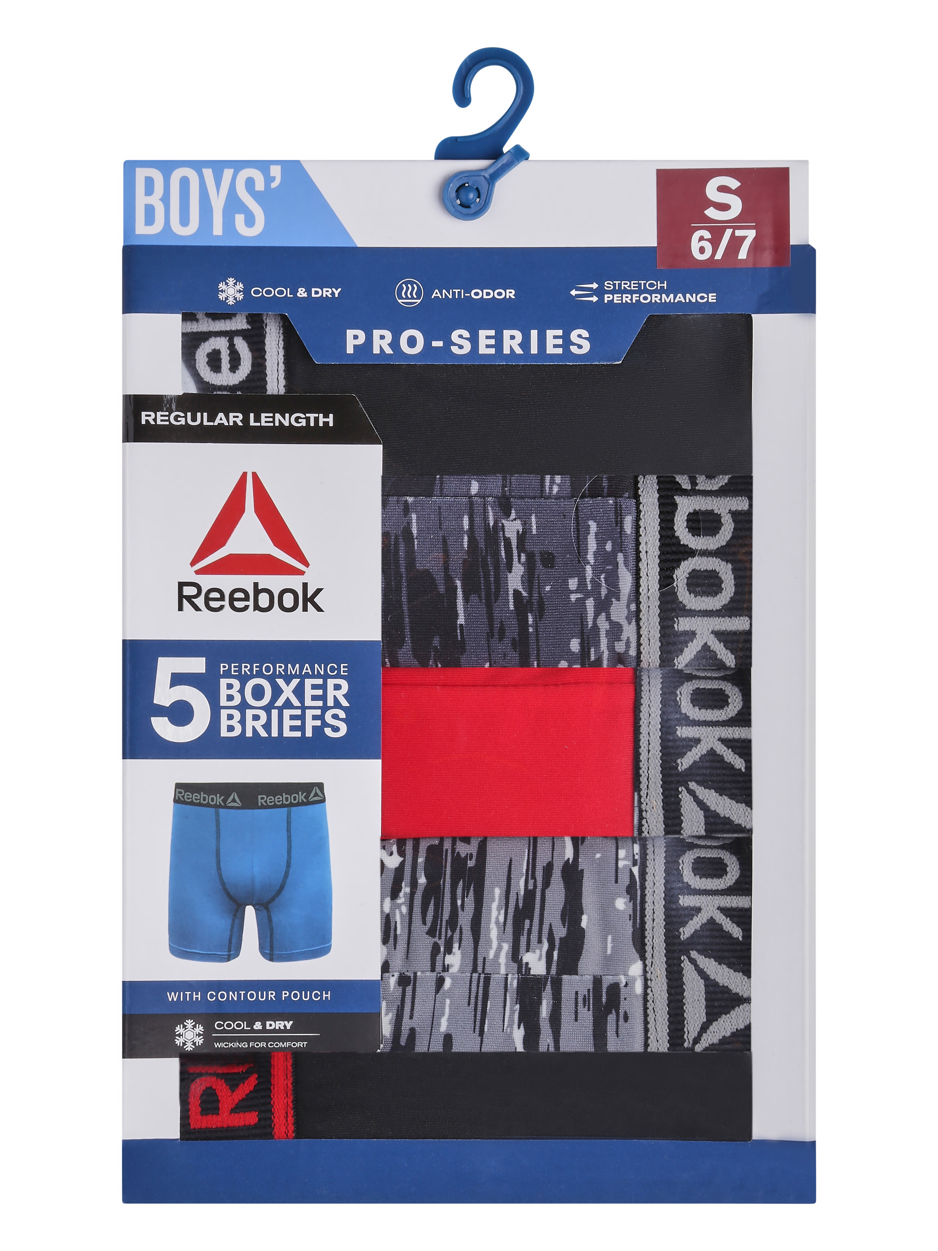 Reebok Boys Pro-Series Performance Boxer Briefs, 5-Pack photo 3