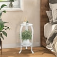 thumbnail image 6 of 2 Tier Metal Plant Stand, Plant Shelf Flower Pot Holder Display Storage Shelf, Side Table End Table for Indoor Outdoor Patio Garden Home Office, White, 6 of 8