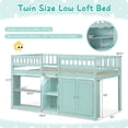 thumbnail image 2 of Costway Low Loft Bed with LED Light, Stairs & Guardrails, Modern Wood Kids Twin Bed Mint Green, 2 of 10