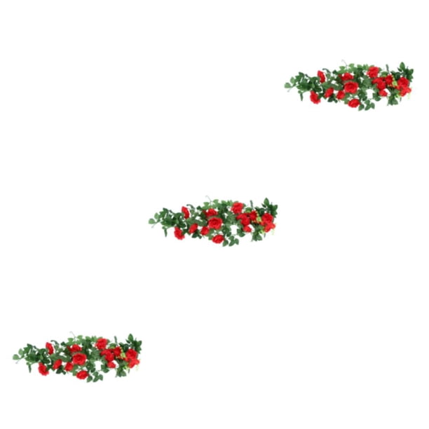 Planta de flores artificiales Cateissary Plantas de rosas de vid falsas Simulación decorativa Rojo