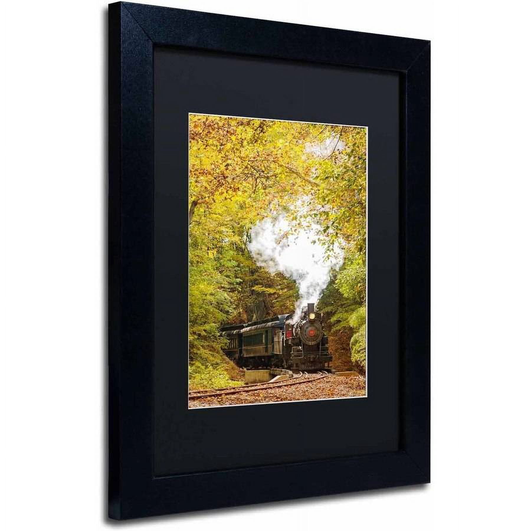 Trademark Fine Art 'Steam Train with Autumn Foliage' Canvas Art by PIPA Fine Art, Black Matte, Black Frame