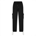 thumbnail image 4 of IROINNID Discount Women's Pants Cargo Pants High Waist Drawstring Solid Loose Fit Versatile Pants,Black, 4 of 7