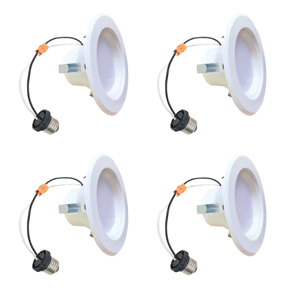 Bulbrite Pack of (4) 4" Integrated LED Recessed Retrofit Light Kit 65-Watt Equivalent, 4000K