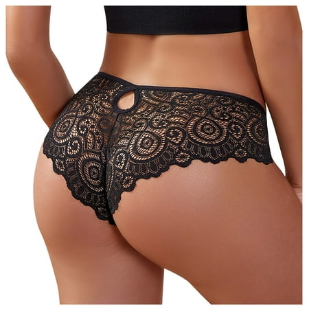 

EHTMSAK Stretch Low Rise Panties Hipster Lace Underwear Invisible Seamless Comfort Briefs for Women Black XL