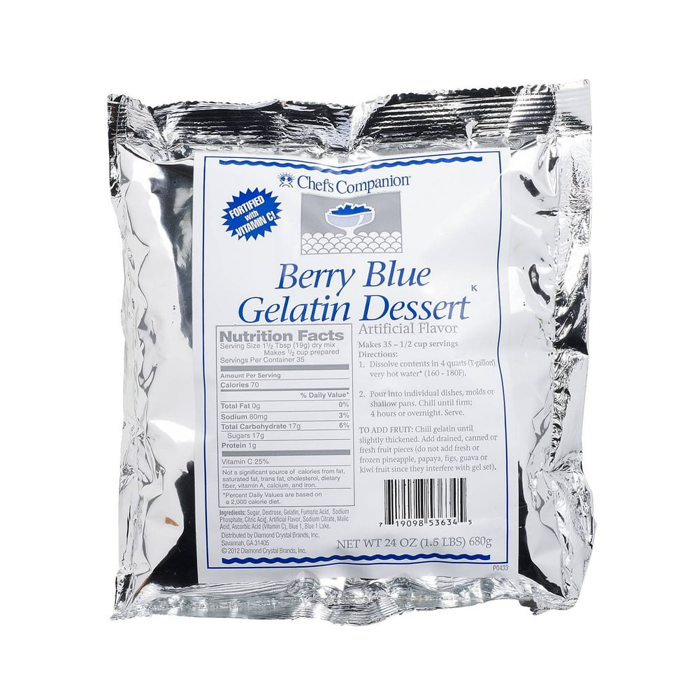 Chefs Companion Berry Blue Gelatin Mix, 24 Ounce 12 per case.