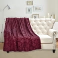 thumbnail image 2 of Home Soft Things Ashley Brushed Faux Fur Throw Blanket with Sherpa Back Soft Cozy Fluffy Fluzzy Lightweight Throw - Burgundy - 50" x 60", 2 of 7