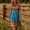 Blue, variant on Women's Geometric Print U Neck Sleeveless Midi Dress – Ruched High Waist A-Line, Retro Boho Vacation Outfit Green，L