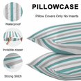 thumbnail image 5 of Teal Grey Stripe Throw Pillow Covers 16x16 Inch Set of 2, Modern Farmhouse Vertical Striped Waterproof Outdoor Pillow Covers, Decorative Cushion Pillowcases for Couch, Sofa, Bed, Garden, Patio, 5 of 9