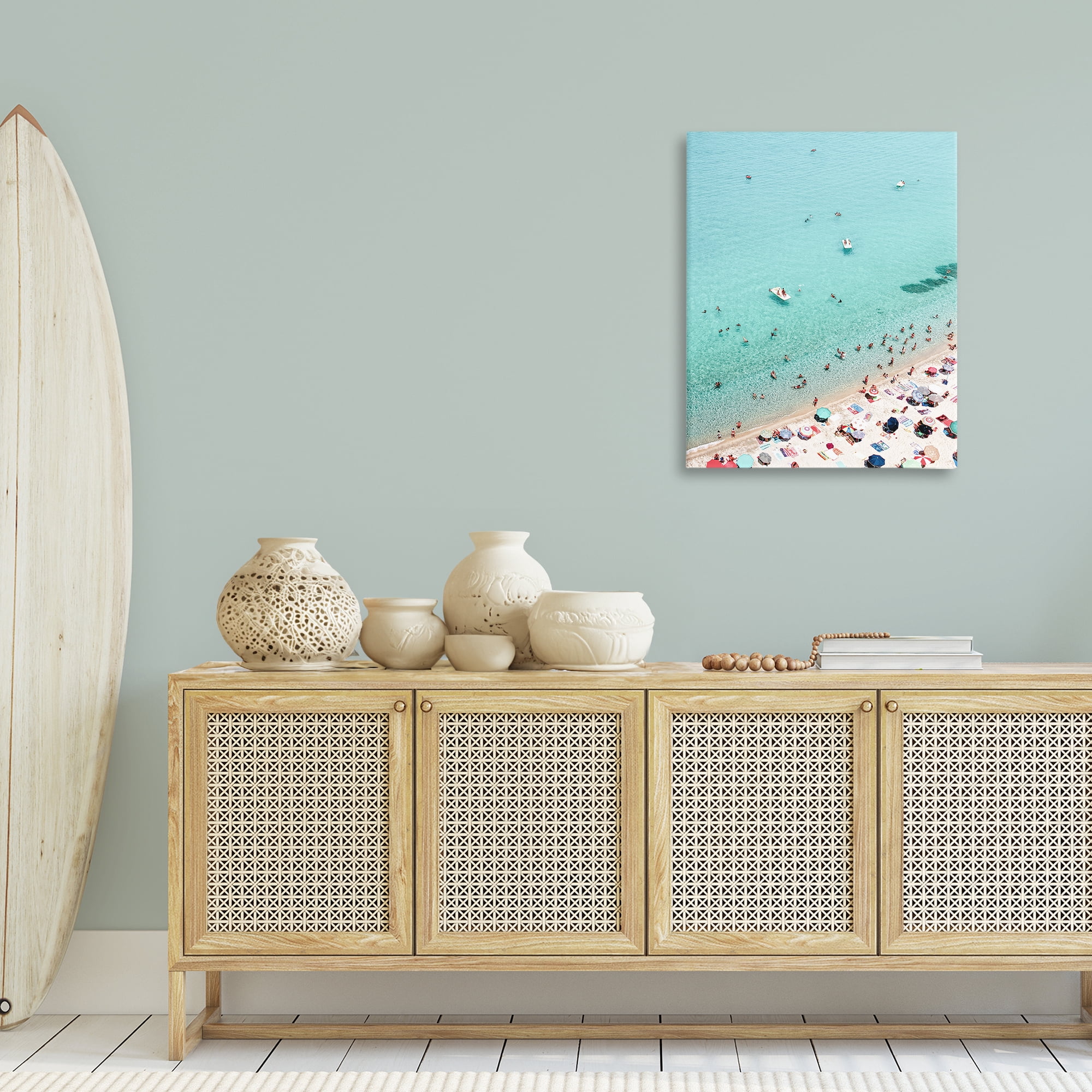 Stupell Industries Busy Beach View Nautical & Beach Photography Wrapped Canvas Art Print Wall Art, 24 x 30