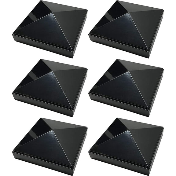 4" x 4" Aluminium Pyramid Post Cap for Metal Posts - Pressure Fit - Black (6 Pack)