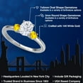thumbnail image 2 of Gem Stone King 14K White Gold White Moissanite and Yellow Sapphire Engagement Ring for Women | 1.17 Cttw | Oval 7X5MM | Gemstone Birthstone | Size 7, 2 of 6