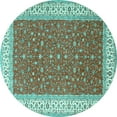 thumbnail image 1 of Ahgly Company Machine Washable Indoor Round Persian Turquoise Blue Traditional Area Rugs, 8' Round, 1 of 4