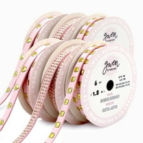 Pink Faux Leather Trim, Gold Stars and Studs, 12 Yards by Gwen Studios