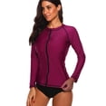 thumbnail image 5 of Camiseta de natación con protección solar y manga larga con cierre frontal para mujer de Charmo, 5 of 5