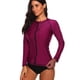 thumbnail image 5 of Camiseta de natación con protección solar y manga larga con cierre frontal para mujer de Charmo, 5 of 5