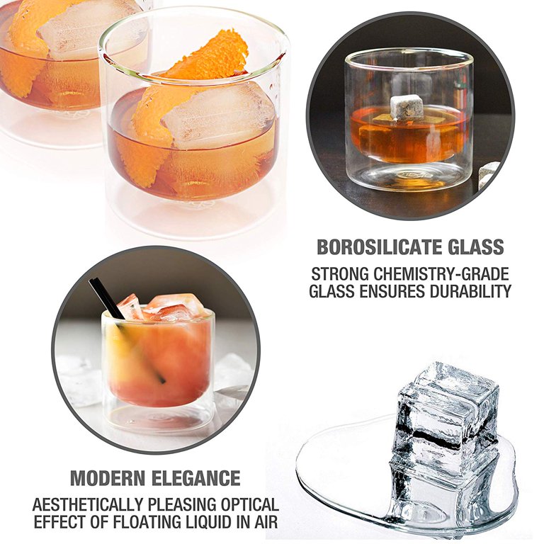 Epare Whiskey Glasses - Double-Wall Glassware Set - Whisky