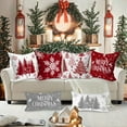 thumbnail image 6 of 12x12 Red Christmas Pillow Covers Set of 4, Lumbar Pillowcase, Winter Decorative Pillow Case, Merry Christmas Tree Cushion for Indoor Home Bedroom Sofa Xmas Couch Decor, 6 of 6