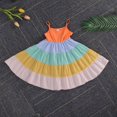 thumbnail image 3 of Bébé Fille Robe d'Été Imprimé Arc-en-Ciel Volants Décontractés Mini Robes Orange 5-6 Ans, 3 of 6