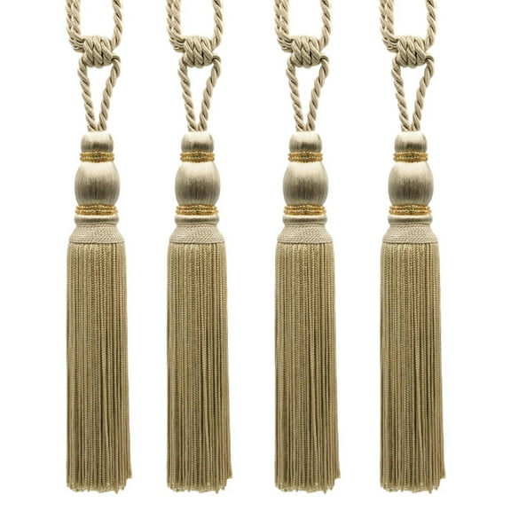 DECOPRO Contemporary Small Beaded Tassel Curtain and Drapery with elaborately handcrafted seed bead design Tassel Tieback, Tassel Length 7 1/2" (19cm), Spread 27" (68.5cm) # TBC075, #814 Set of 4
