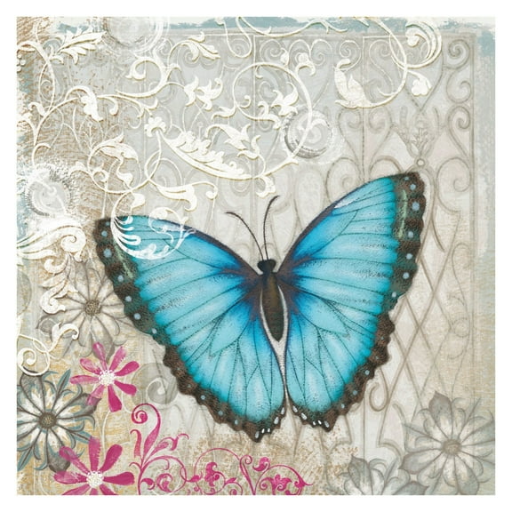 "A Light Blue Butterfly" Painting Print on Wrapped Canvas