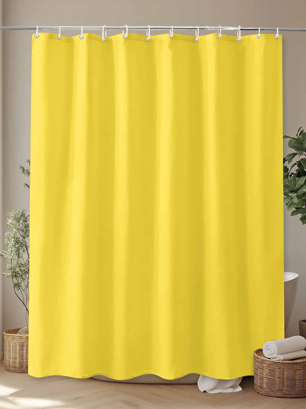 Yellow Shower Curtain, Solid Color Waterproof Shower Curtain Set with 12 Hooks Lightweight Washable Fabric Shower Curtains for Bathroom 72x84 Inches
