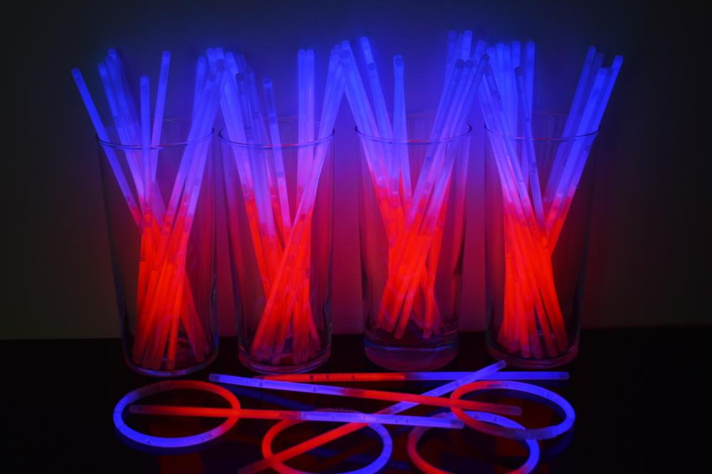 Red and online blue glow sticks