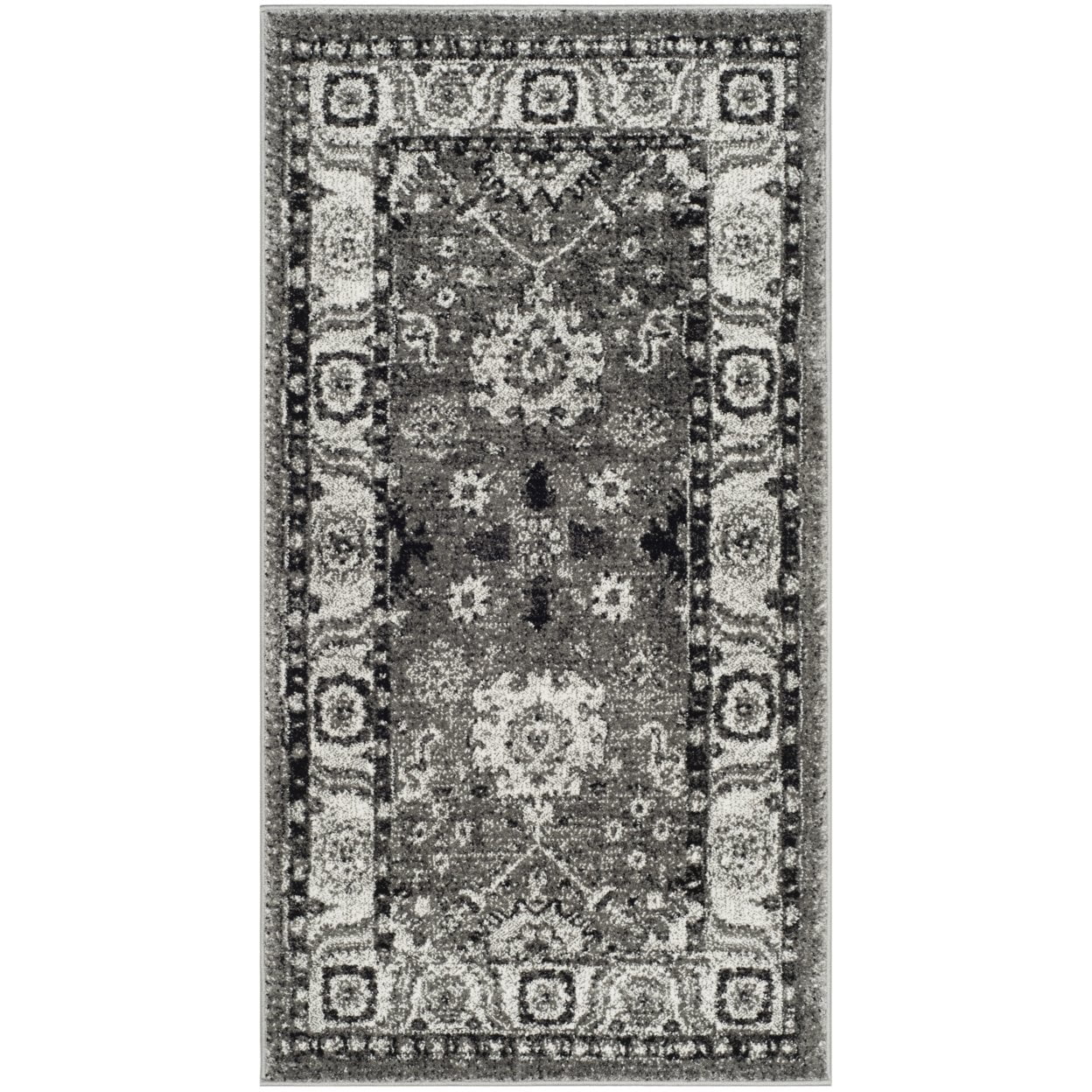 SAFAVIEH Vintage Hamadan Pema Traditional Area Rug, Grey/Black, 6'7" x 6'7" Square