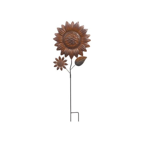 YAMB 23" Metal Sunflower Garden Stake Decor, Rust-Proof Iron Lifelike Flower Yard Decoration with Ground Spike, Creative Waterproof Floral Art Stake for Outdoor Lawn Pathway Patio Ornament