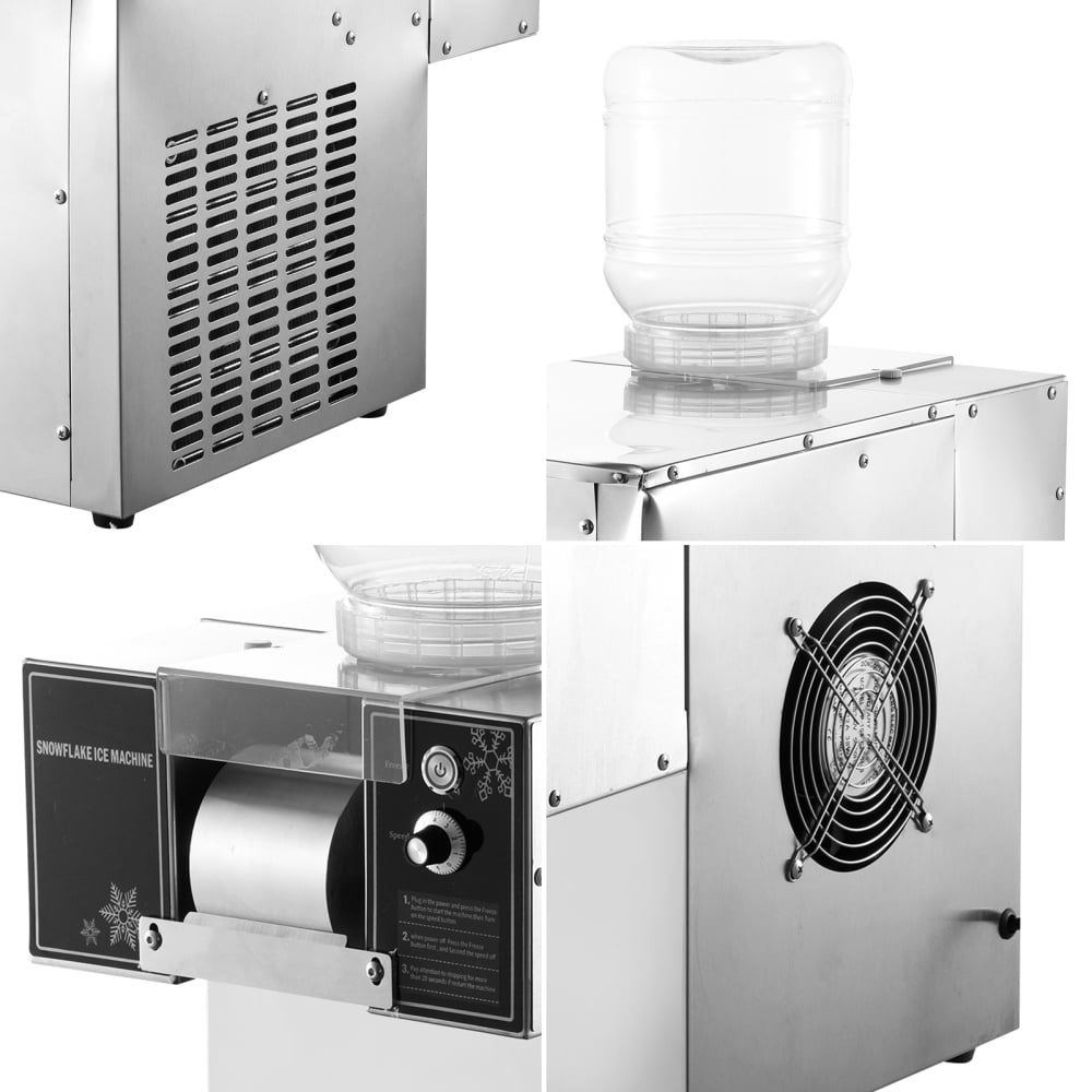 WAASOSCON 60kg Daily Output Commercial Shaved Ice Machine, 110v 60hz, Speed-Adjustable, for Dessert Stands, 18.5kg Net Weight