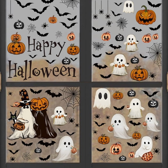 Halloween Decorations - Reusable Window Clings for Halloween Party Decorations Indoor Outdoor Pumpkin Ghost Window Decor Stickers for Office Party Favors Supplies Crafts