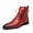Red, variant on Men's Rivet-Embellished PU Leather Ankle Boots, Side Zipper & Buckle Strap Fashion Dress Boots, Pointed Toe Leather Chelsea Booties for Men, Brown/Black/Red